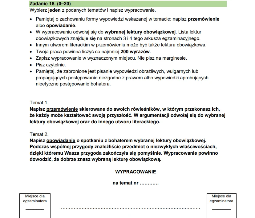 Egzamin ósmoklasisty 2026, język polski. Arkusz CKE i odpowiedzi - wypracowanie