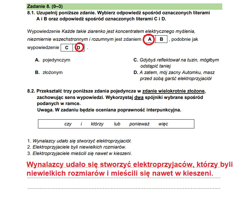 Egzamin ósmoklasisty 2026, język polski. Arkusz CKE i odpowiedzi - zadanie 8