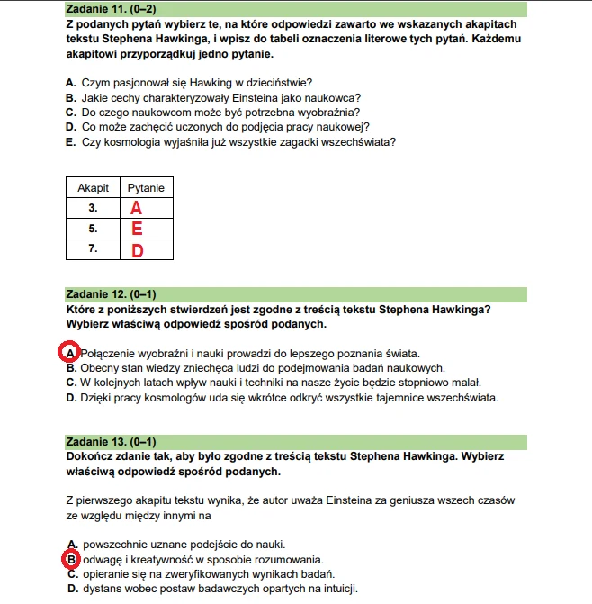 Egzamin ósmoklasisty 2026, język polski. Arkusz CKE i odpowiedzi - zadania 11-13
