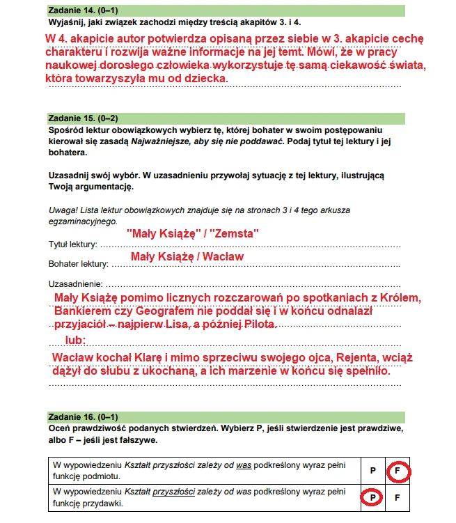 Egzamin ósmoklasisty 2026, język polski. Arkusz CKE i odpowiedzi - zadania 14-16