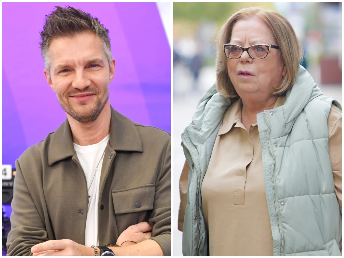 Adam Sztaba, Elżbieta Zapendowska Adam Sztaba w zielonej kurtce i Elżbieta Zapendowska w jasnej kamizelce.