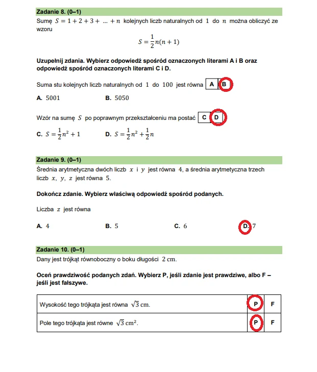Egzamin ósmoklasisty 2026, matematyka. Arkusz CKE i odpowiedzi - zadania 8-10