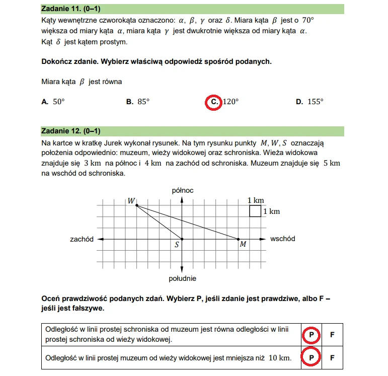 Egzamin ósmoklasisty 2026, matematyka. Arkusz CKE i odpowiedzi - zadania 11-12