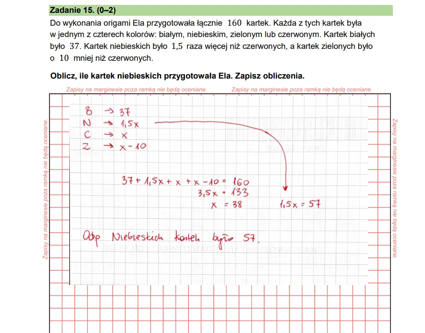 Egzamin ósmoklasisty 2026, matematyka. Arkusz CKE i odpowiedzi - zadanie 15