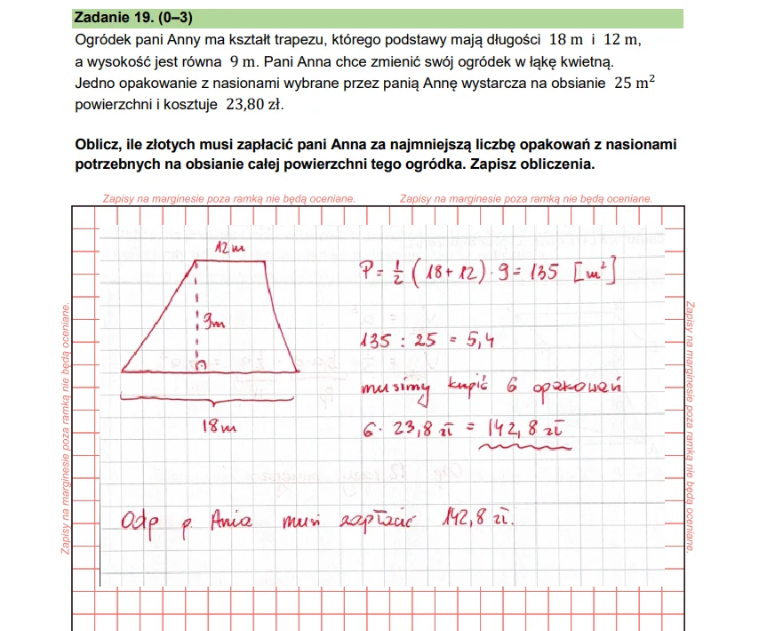 Egzamin ósmoklasisty 2026, matematyka. Arkusz CKE i odpowiedzi - zadanie 19