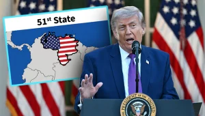 Donald Trump pokazał nietypową mapę, Wenezuela zaznaczona barwami USA
