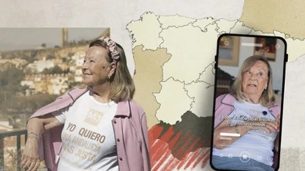 90-letnia María Luz Gómez, kandydatka na prezydenta Andaluzji, walczy z wykluczeniem osób starszych | Grafika: Magdalena Piasecka