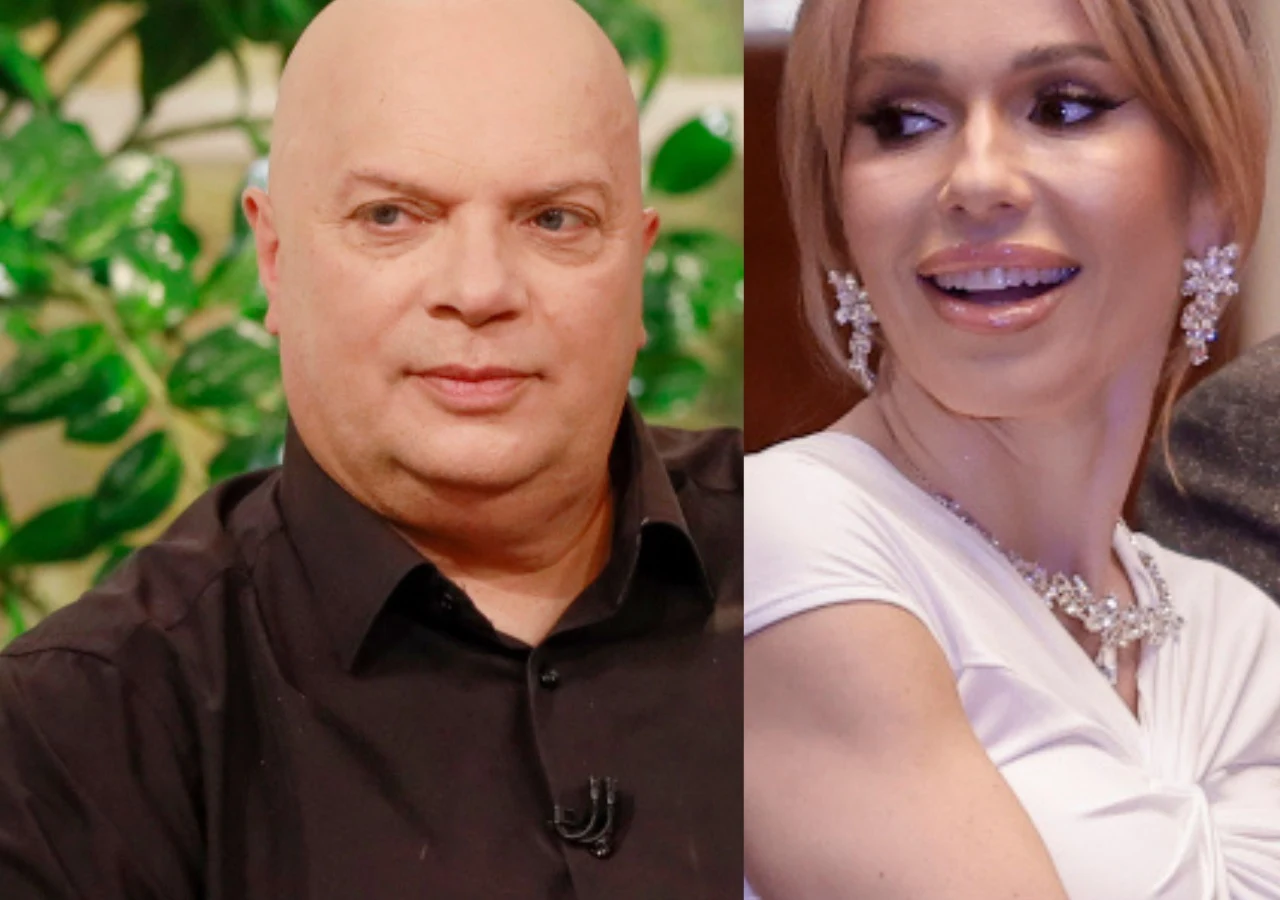 Krzysztof Skiba, Doda Krzysztof Skiba w czarnej koszuli i Doda w białej kreacji obok siebie.
