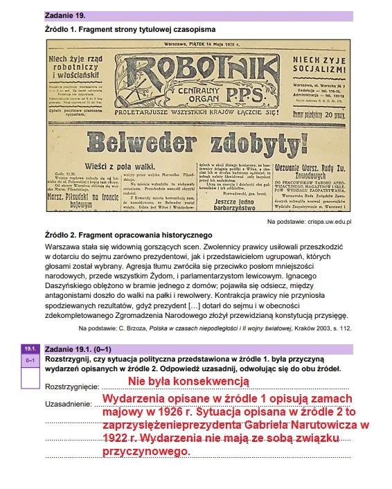 Matura 2026. Historia, poziom rozszerzony. Arkusz CKE i odpowiedzi - zadanie 19 Matura 2026. Historia, poziom rozszerzony. Arkusz CKE i odpowiedzi - zadanie 19