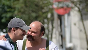 Michał Toczek i Sebastian Stankiewicz na planie krótkiego metrażu "Spiritus sanctus", fot. Sławomir Łonisk