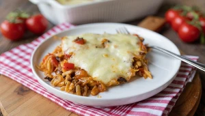 Pełen smaku zapiekany makaron orzo. Greckie danie idealne na szybki obiad