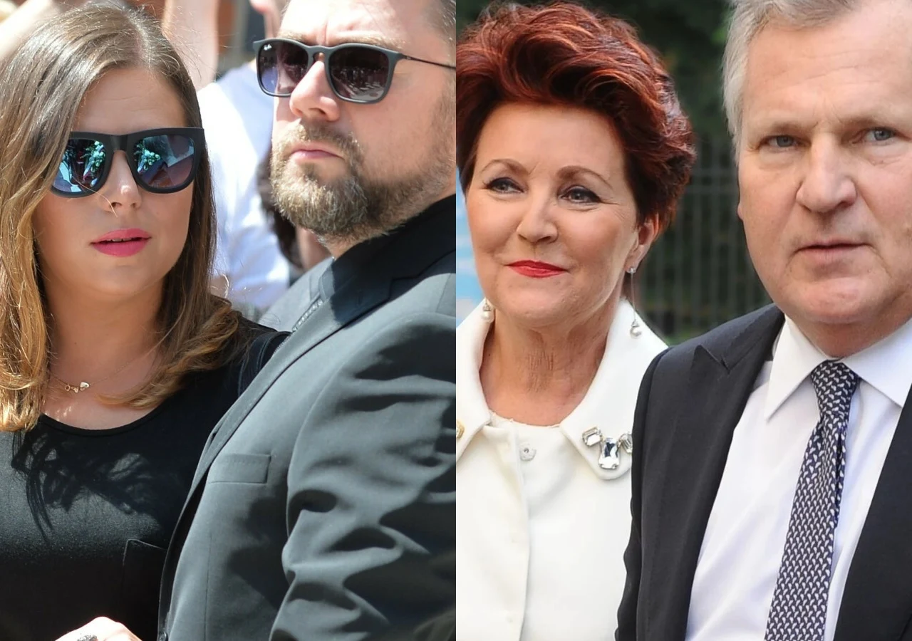 Aleksandra Kwaśniewska i Kuba Badach oraz Jolanta i Aleksander Kwaśniewscy Aleksandra Kwaśniewska z mężem Kubą Badachem oraz Jolanta i Aleksander Kwaśniewscy w eleganckich strojach.