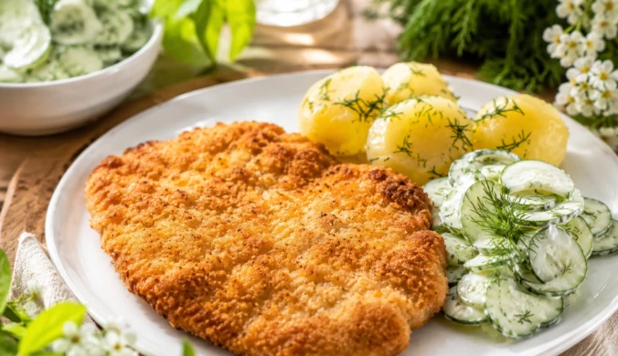 Chrupiący schabowy i sałatka z małosolnych, czyli najlepszy domowy obiad