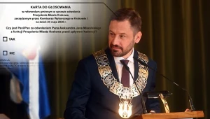 Aleksander Miszalski, w tle karta do głosowania 