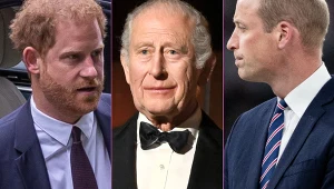 Książę Harry, król Karol III i książę William