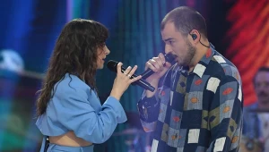 Kasia Sienkiewicz i Wiktor Dyduła podczas koncertu otwierającego Polsat Hit Festiwal w Sopocie