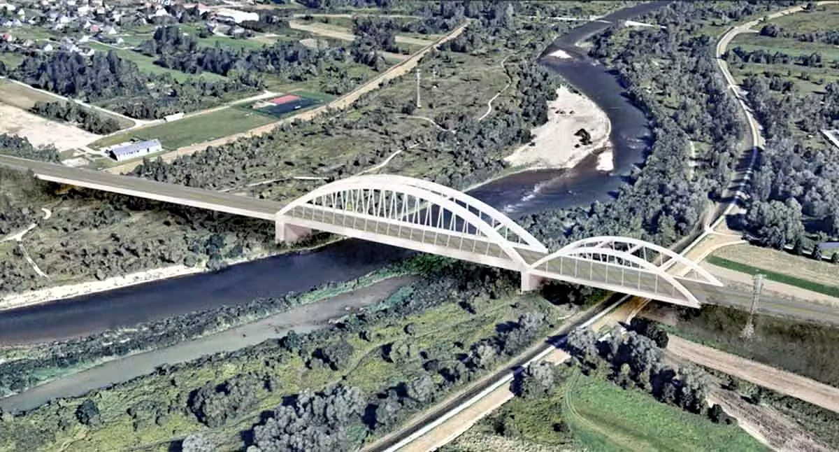 Wizualizacja trzeciego mostu nad rzeką Dunajec w Nowym Sączu, wykonawca został wyłoniony.