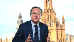 Były premier Wielkiej Brytanii David Cameron podczas rozmowy otwierajacej Polski Kongres Gospodarczy