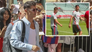 W ramce: Oskar Pietuszewski i Robert Lewandowski po spotkaniu z robotem-influencerem Edwardem Warchockim