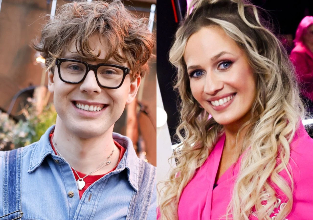 Mikołaj Bagiński i Magdalena Tarnowska Mikołaj Bagiński i Magdalena Tarnowska. Mężczyzna w okularach i kobieta w różowej marynarce.