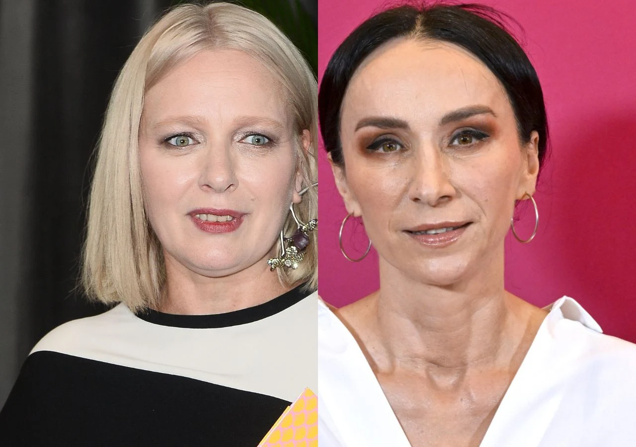Katarzyna Nosowska i Renata Przemyk Katarzyna Nosowska i Renata Przemyk – portretowe zestawienie dwóch artystek. Mają poważne, smutne wyrazy twarzy.