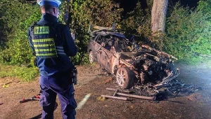 Śmiertelny wypadek 19-latka. Auto uderzyło w drzewo i stanęło w płomieniach