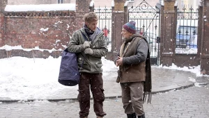 Sebastian Fabijański i Janusz Michałowski na planie "Tancerzy"