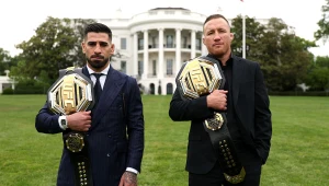 Ilia Topuria i Justin Gaethje przed walką na gali UFC Freedom 250 w Białym Domu