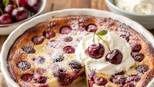Francuskie clafoutis z czereśniami i bitą śmietaną - deser, który zachwyca od pierwszej łyżeczki