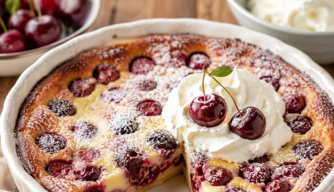 Francuskie clafoutis z czereśniami i bitą śmietaną - deser, który zachwyca od pierwszej łyżeczki