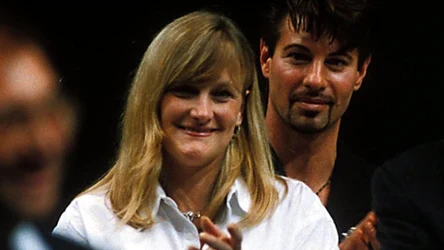 Debbie Rowe w 1997 r. podczas spotkania Michaela Jacksona z fanami