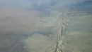 Uskok San Andreas patrząc na północny zachód na równinę Carrizo 