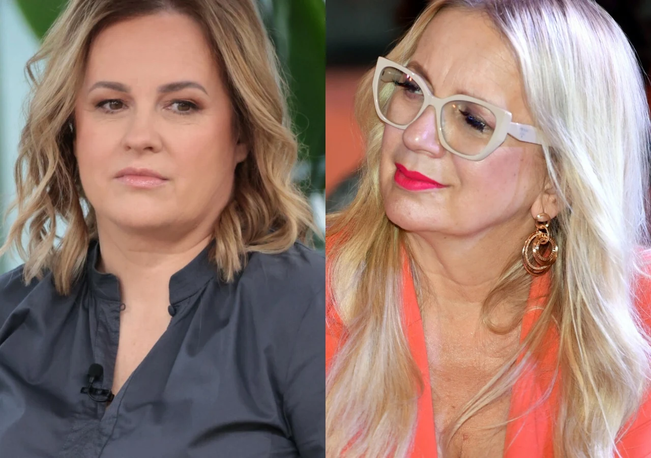 Joanna Kołaczkowska, Marzena Rogalska Zestawienie zdjęć Joanny Kołaczkowskiej w ciemnej bluzce i Marzeny Rogalskiej w pomarańczowej marynarce.