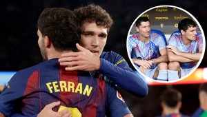 Andreas Christensen z Ferranem Torresem. W kółku obok Roberta Lewandowskiego