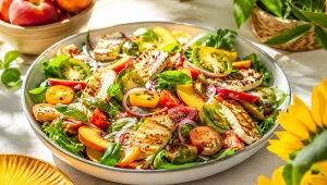 Sałatka jak chłodna bryza w upalny dzień. Wystarczą nektarynki, pomidorki i grillowane halloumi