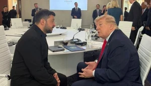 Wołodymyr Zełenski i Donald Trump podczas szczytu G7