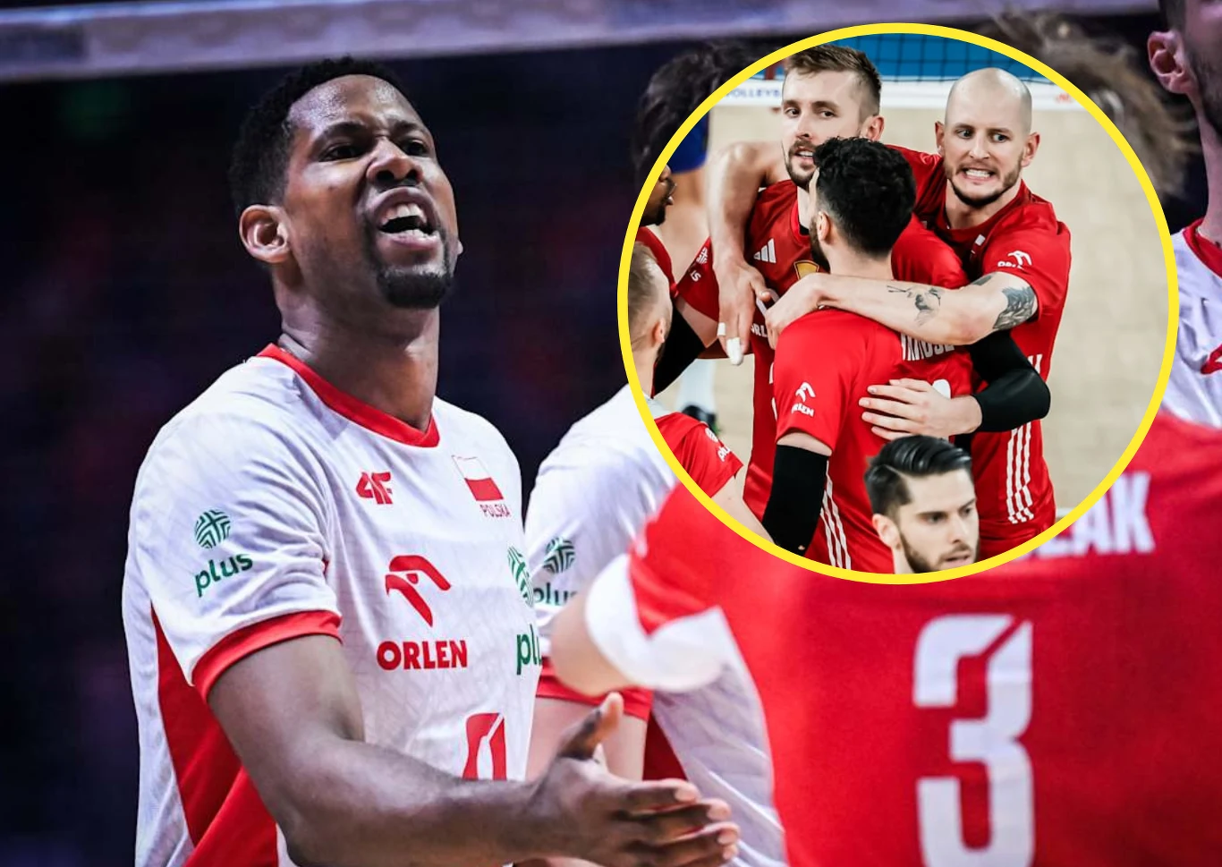 Wilfredo Leon dołączył do kadry. Bartosza Kurka i Mateusza Bieńka w niej w tym sezonie nie będzie Wilfredo Leon w białej koszulce podczas meczu; grupa siatkarzy w czerwonych strojach cieszy się po akcji.