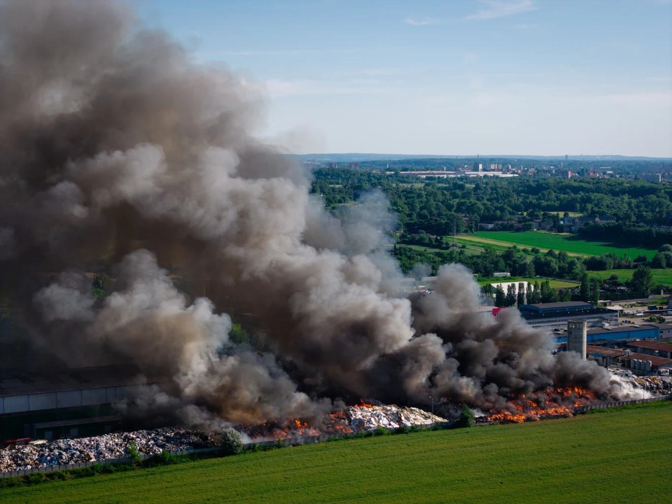 Pożar w Chorzowie Kłęby dymu po pożarze w Chorzowie