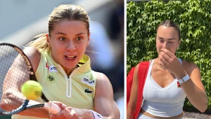 Wimbledon. Na zdjęciu Maja Chwalińska i Aryna Sabalenka