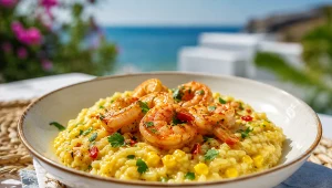 To risotto smakuje jak wakacje. Słodka kukurydza i krewetki tworzą idealny duet
