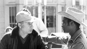 Mel Brooks i Cleavon Little na planie filmu "Płonące siodła"