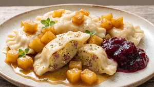Pierogi z ziemniakami, boczkiem i oscypkiem
