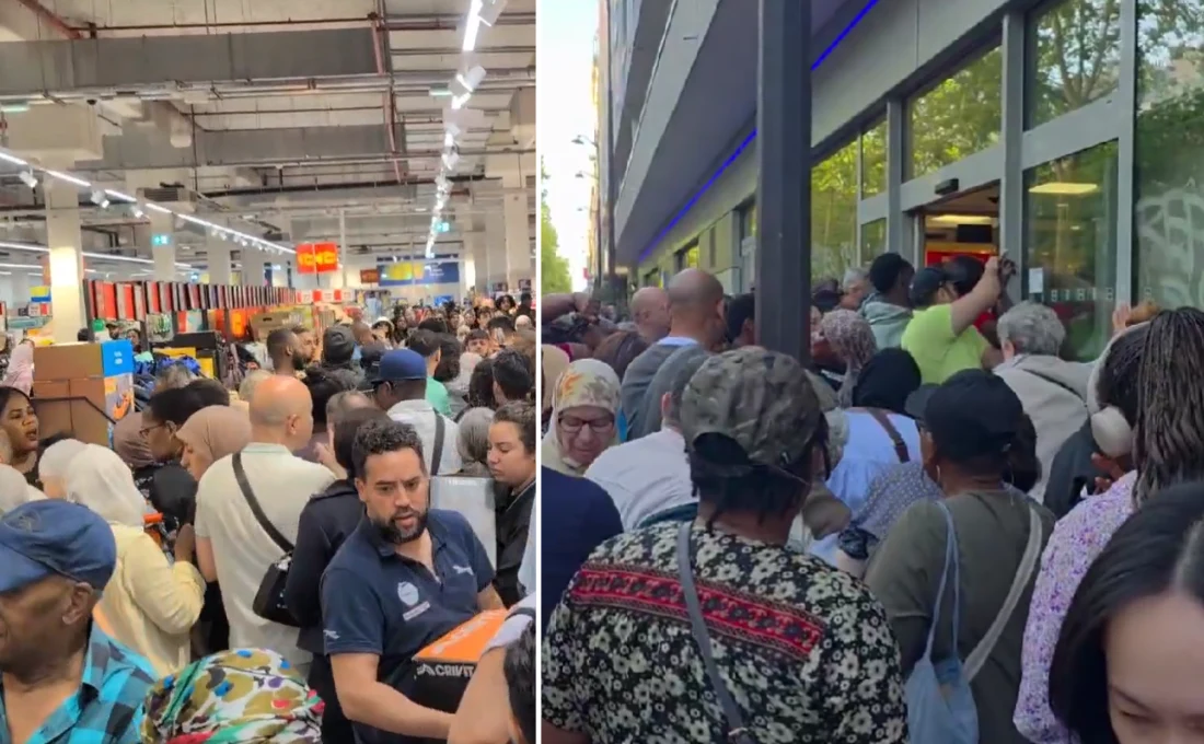 Francja: Tłumy w sklepach sieci Lidl Sklep, Lidl, tłum klientów, Francja