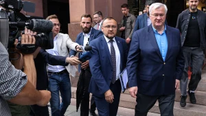 Minister spraw zagranicznych Ukrainy Andrij Sybiha (z prawej) i ambasador Wasyl Bodnar (z lewej)
