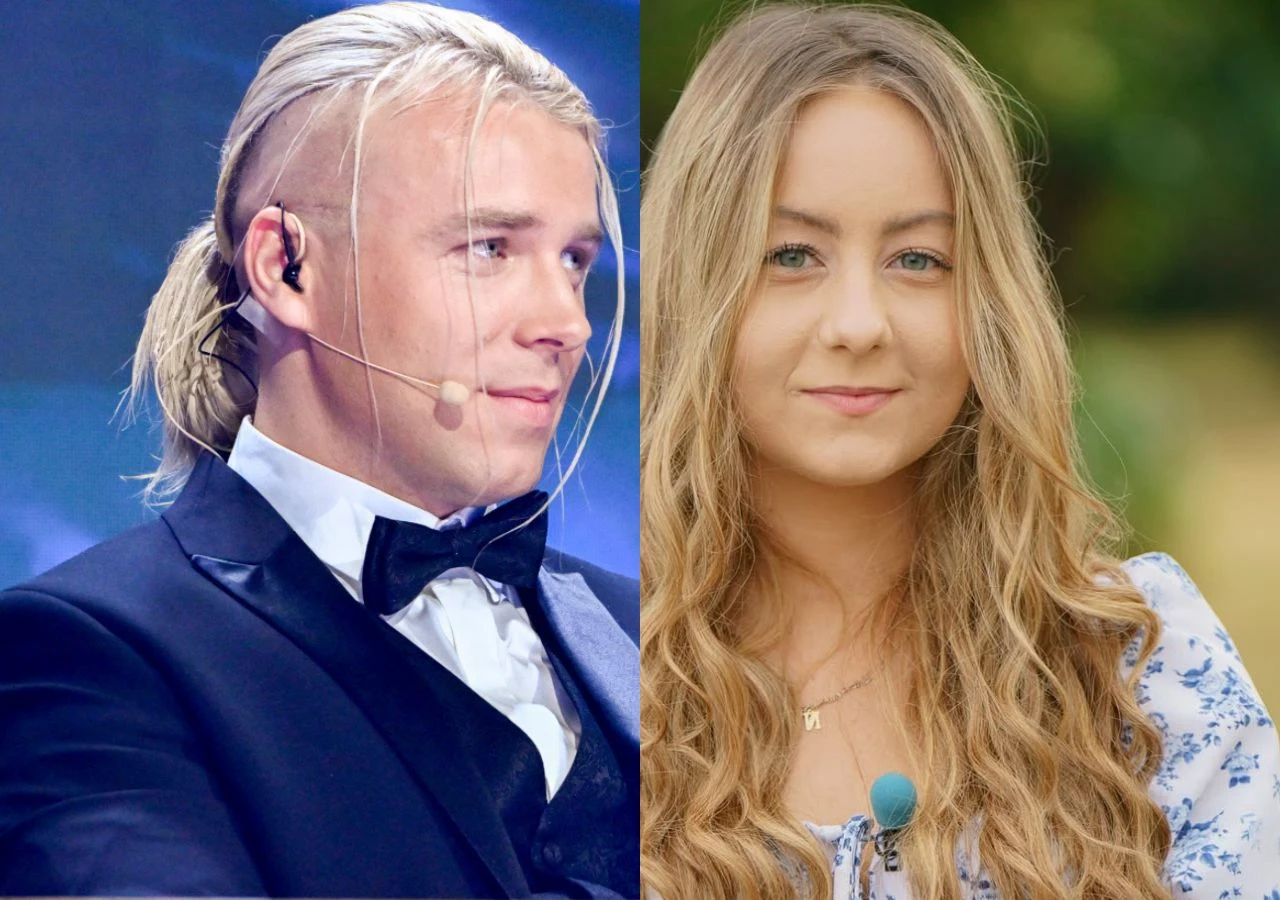 Skolim i Nicola z 10. sezonu "Rolnik szuka żony" Skolim oraz Nicola z programu "Rolnik szuka żony" na osobnych tłach w zbliżeniu.