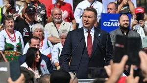 Wiceprezes PiS Przemysław Czarnek podczas wystąpienia w ramach ogólnopolskiej trasy spotkań Prawa i Sprawiedliwości 