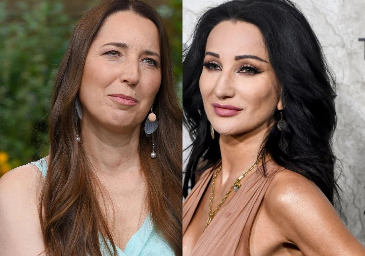 Agata Steczkowska i Justyna Steczkowska Agata Steczkowska w jasnej sukience i Justyna Steczkowska w eleganckiej beżowej kreacji.