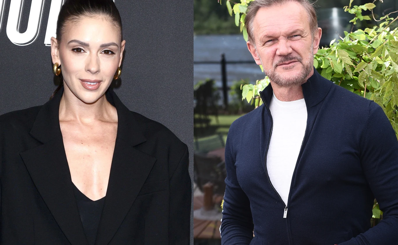 Klaudia Halejcio, Cezary Pazura Klaudia Halejcio i Cezary Pazura stojący na tle zieleni