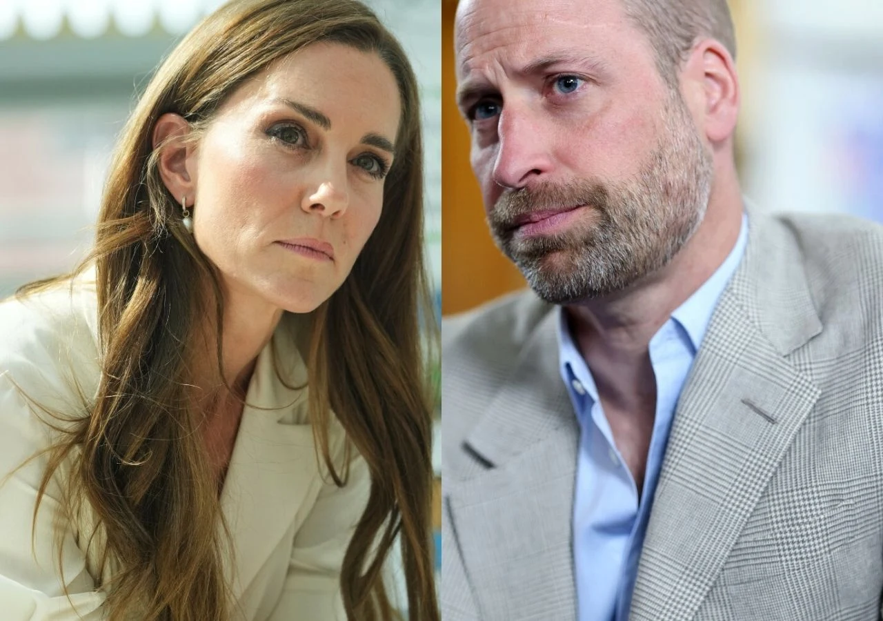 księżna Kate i książę William Księżna Kate i książę William podczas oficjalnego spotkania. Oboje ubrani w jasne marynarki.