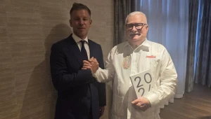 Premier Węgier Peter Magyar i były prezydent Polski Lech Wałęsa